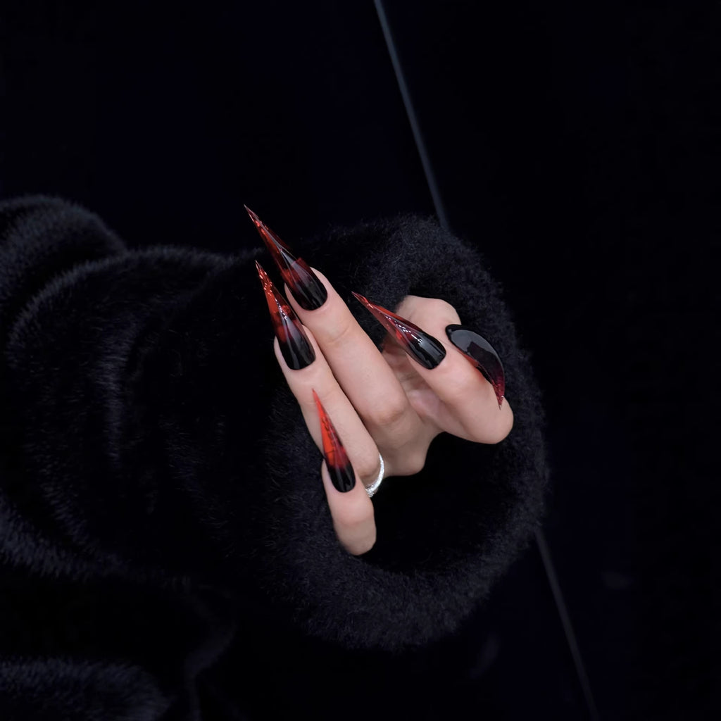 Red Black Dragon Griffe Appuyez sur faux ongles