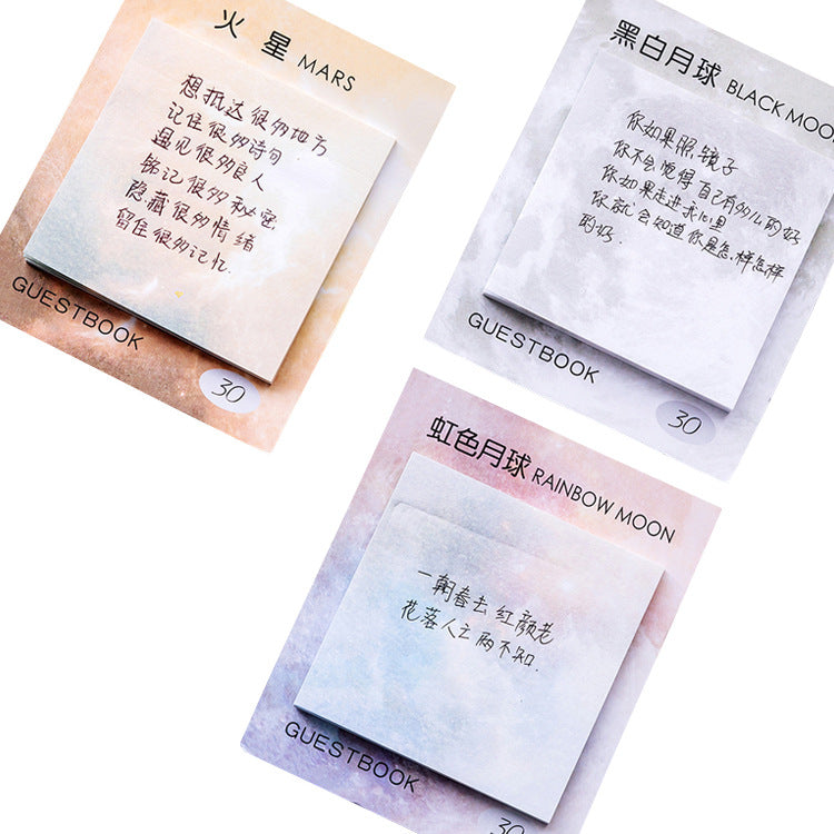Carré Belle Planète Notes Sticky Tearable Peinture à l'huile Sticky Notepad