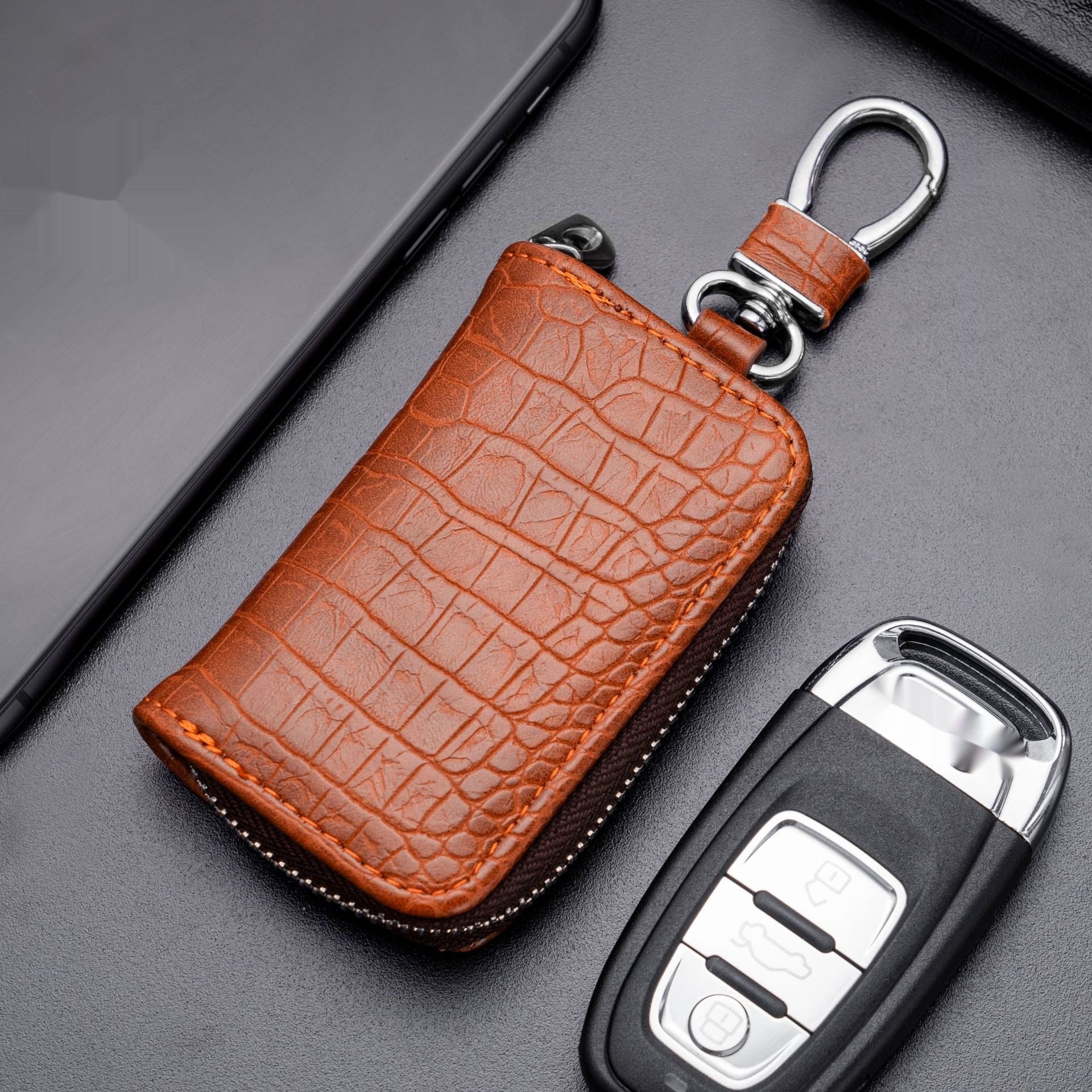 Case clé de voiture universelle de style affaires en cuir synthétique