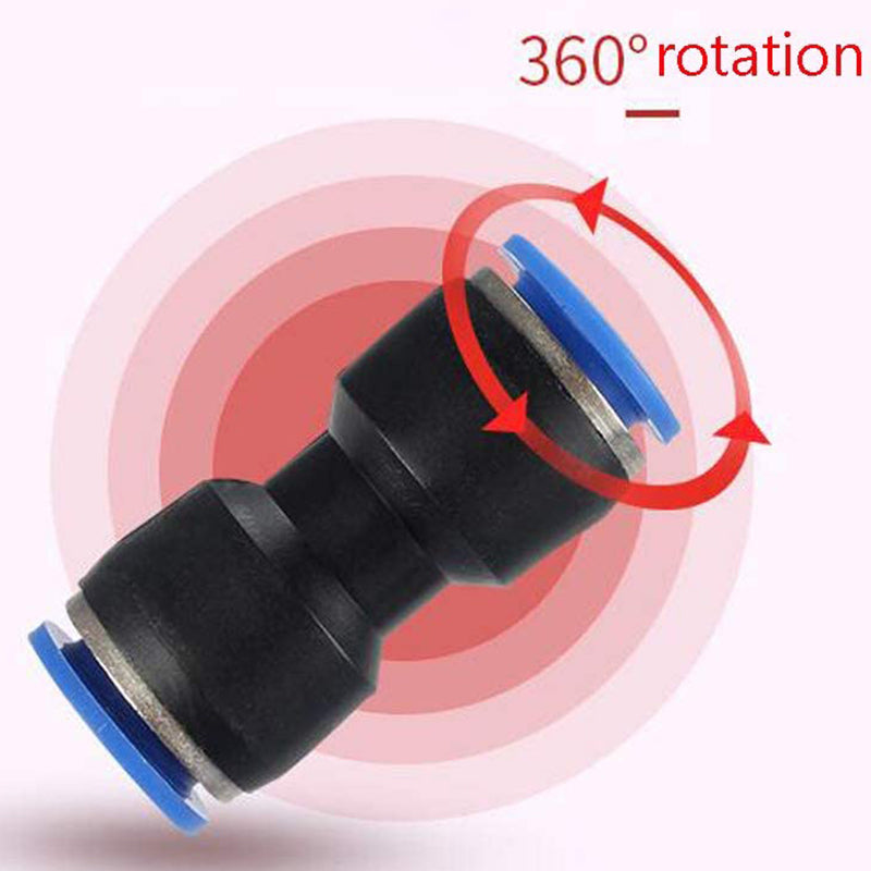 Jinqi connecteur pneumatique en plastique droit à travers le cul PU-56810121416mm Insérer rapidement T