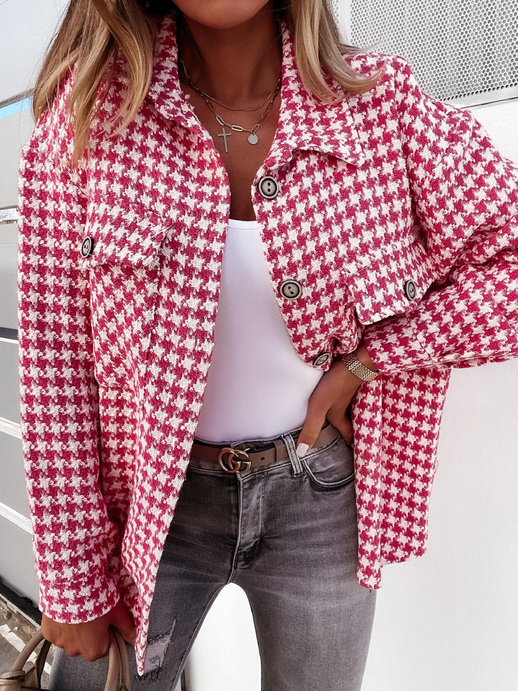 Manteau en laine imprimé à la main
