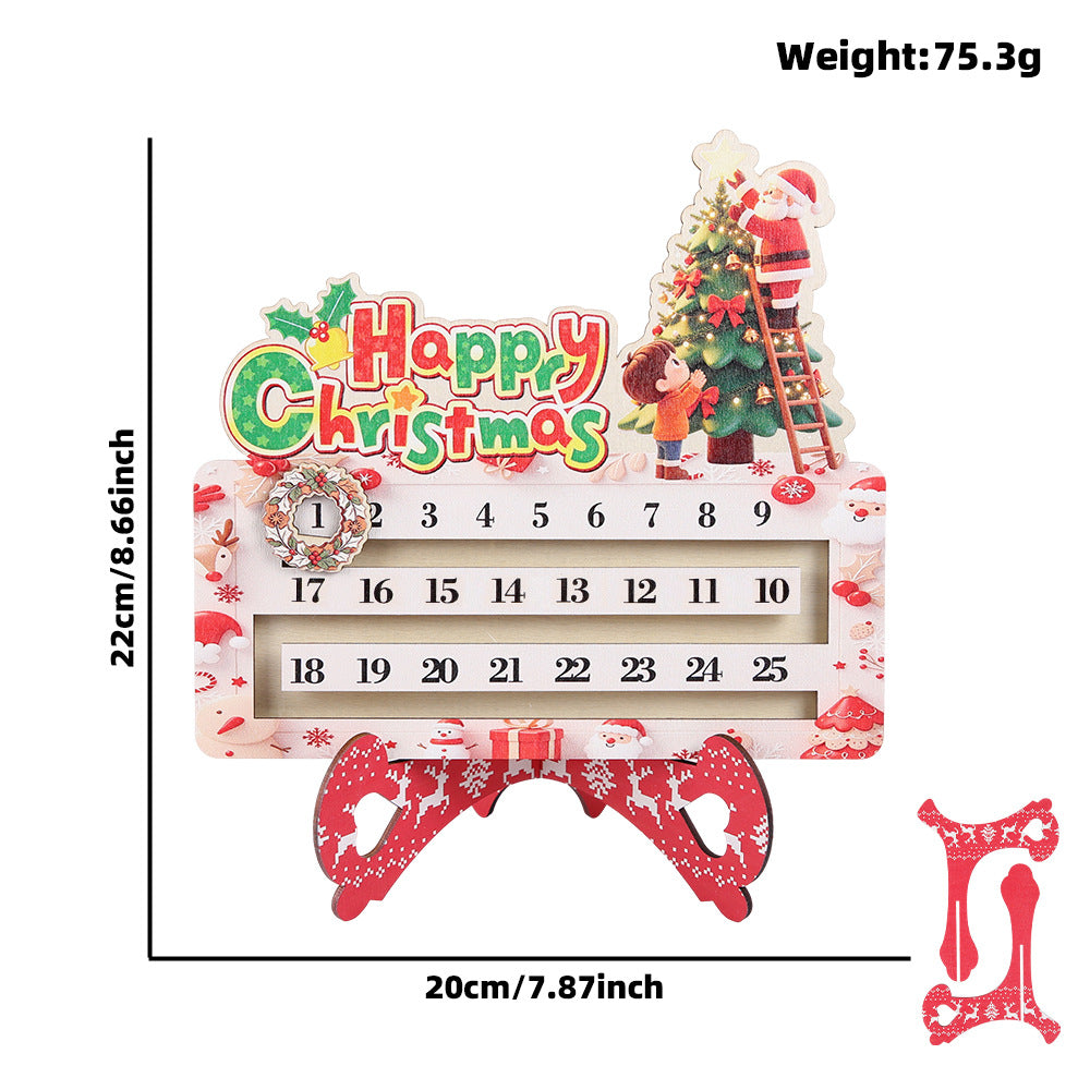 Créative Cartoon Countdown Christmas Wooden Tabletop Craft