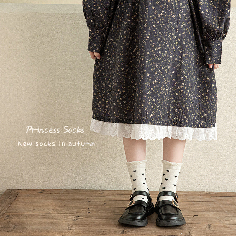 Filles Coton Springautumn Enfants Rufflé Chaussettes mi-calf