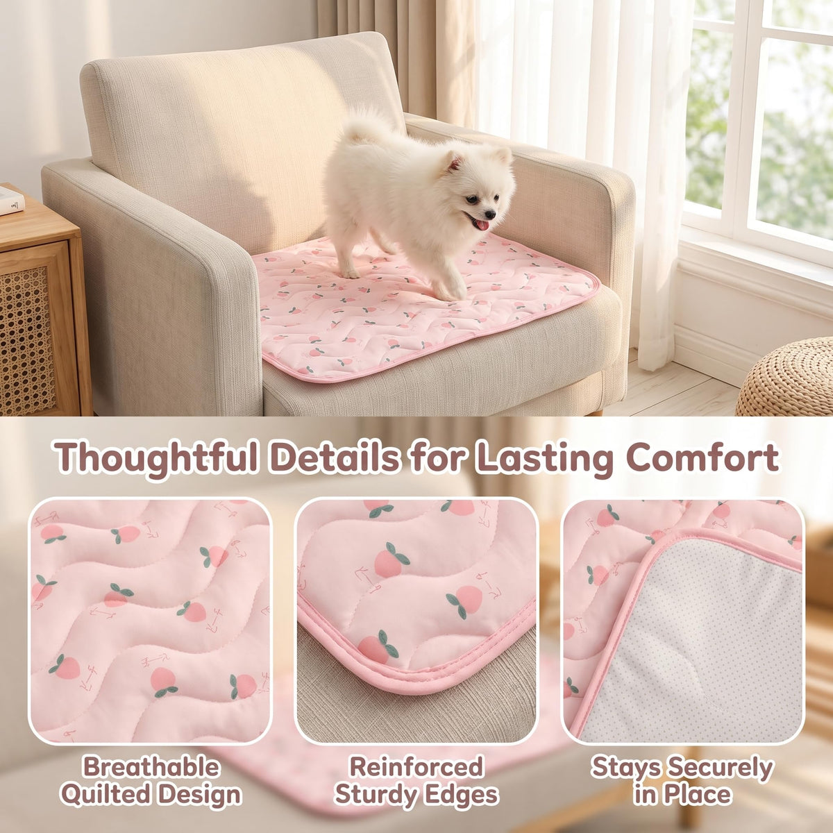 Tapis auto-refroidissant pour chiens et chats Pad de refroidissement pliable d'été avec impression de fruits lavable