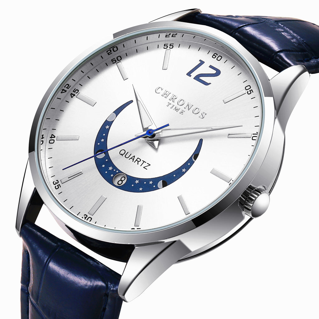 Montre de mode Quartz pour homme Bracelet en cuir véritable