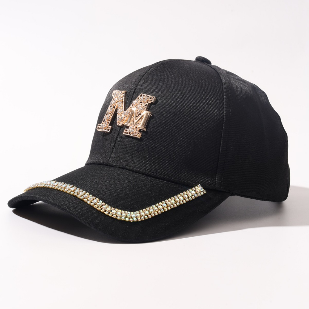 Casquette sport haut de gamme et luxueuse pour femmes avec double lettre M décorative et Rhineston 3D
