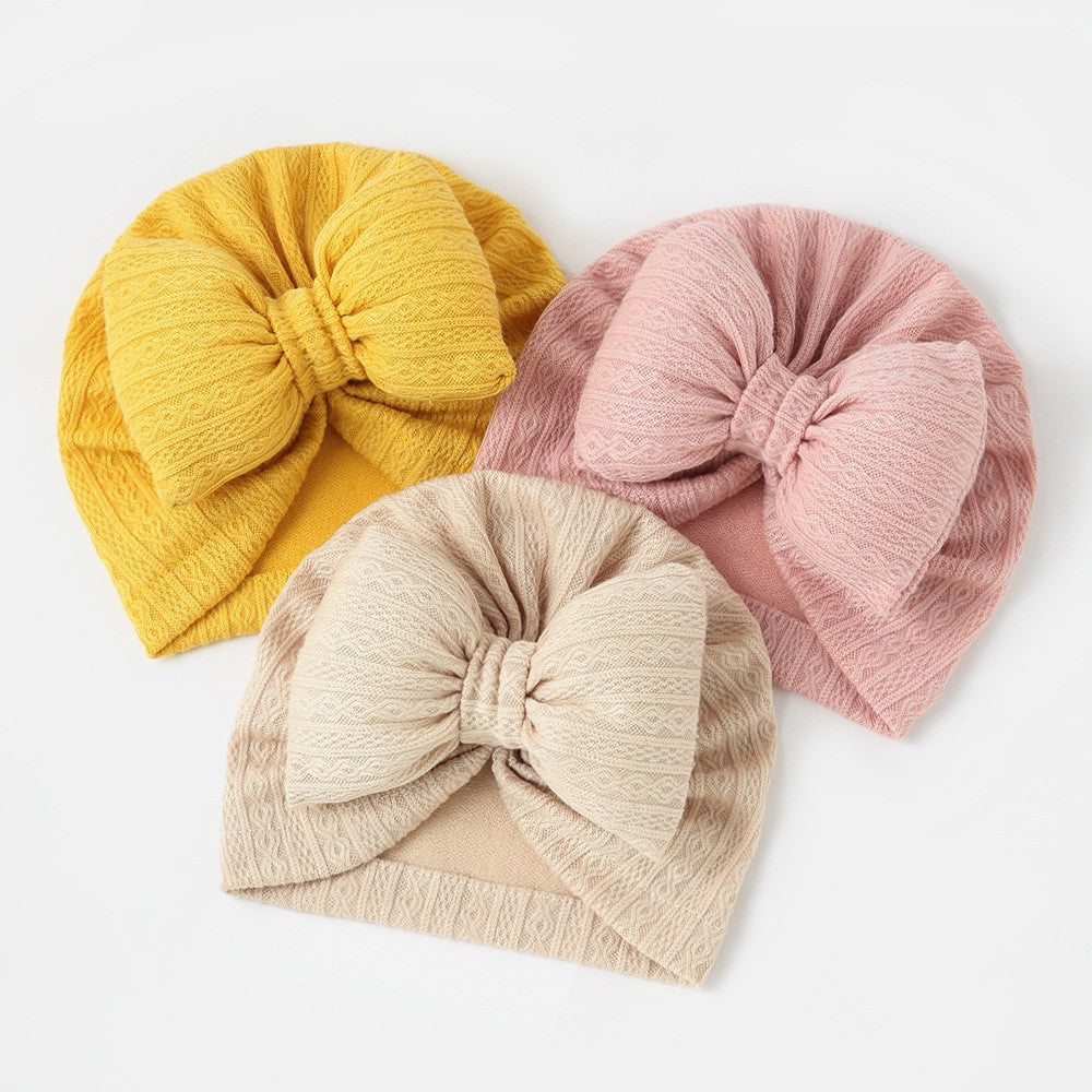Chapeau de bateau bébé en coton tricoté Remplissage Big Bow Chapeau de bateau bébé