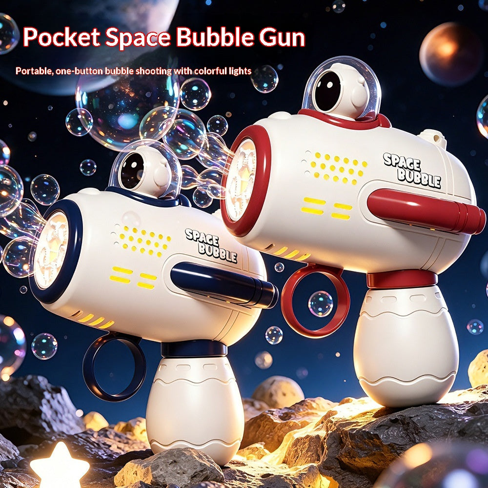 Space Astronaut Pocket Mini Bubble Gun Jouet de lumière électrique entièrement automatique pour enfants