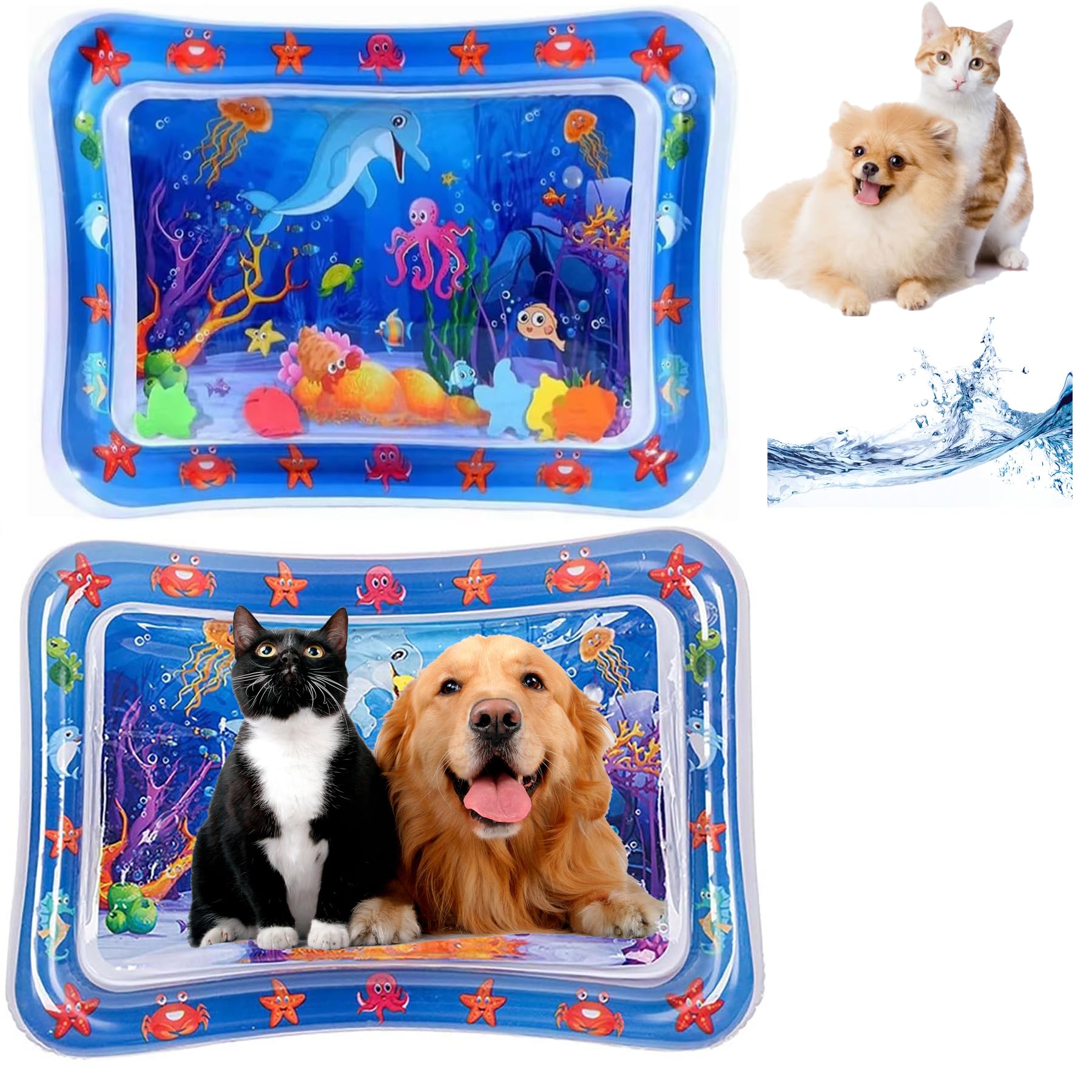 Tapis d'eau pour chats épais 2 pièces