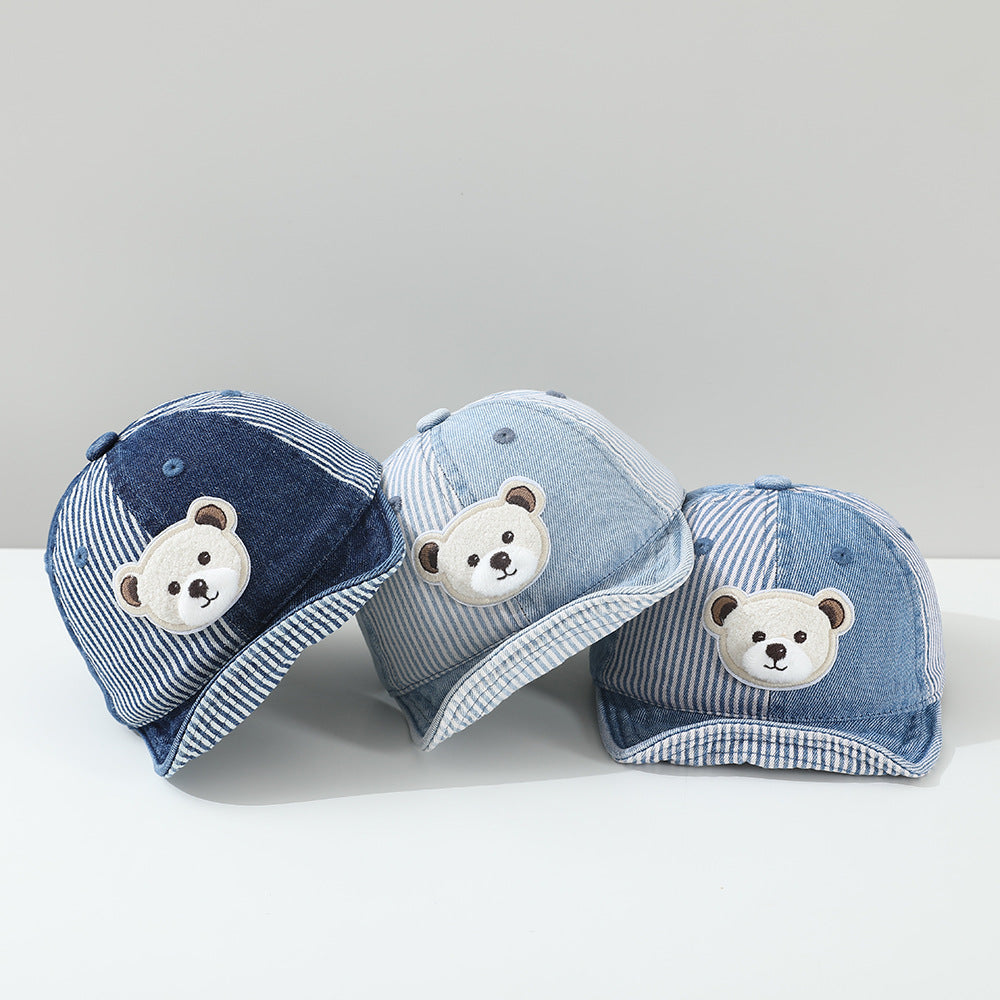 Patchwork pour enfants ours cartoon rayé cousu Lavé à l'eau Détresse Mode Casual Soft