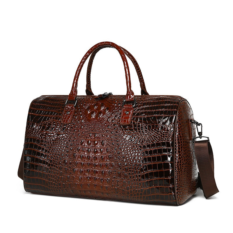 Sac croisé en cuir véritable en crocodile texturé