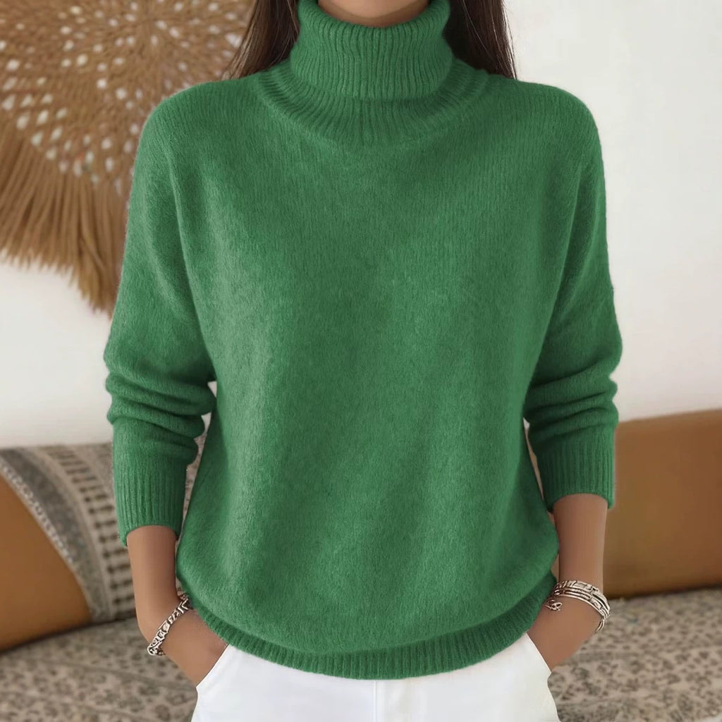 Fashion Ladies Solid Color Casual tricoté col tortue pullover