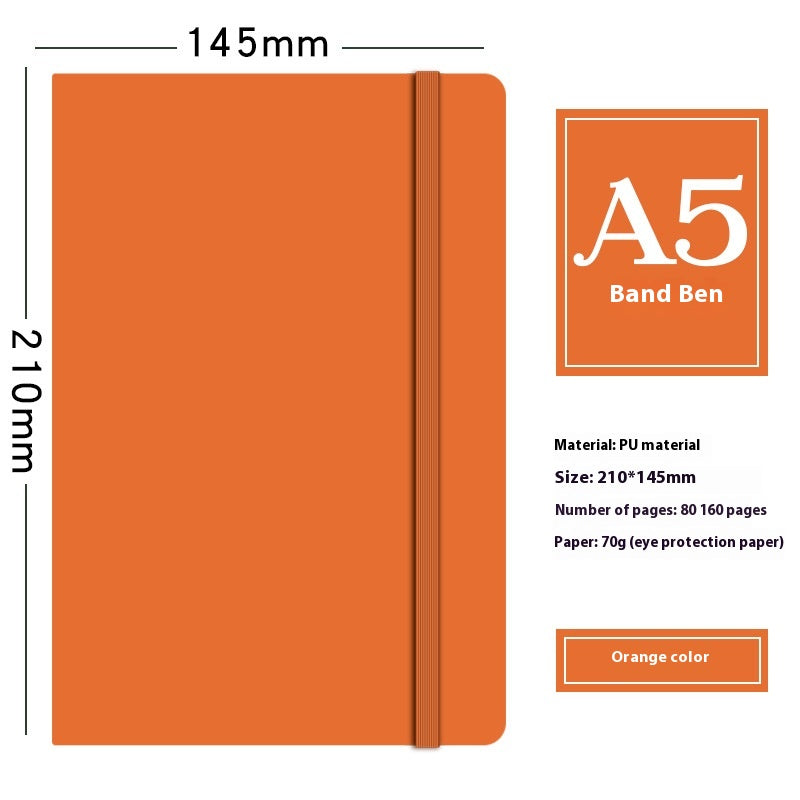 A5 Strap Notebook Pen Insertion Leather Surface