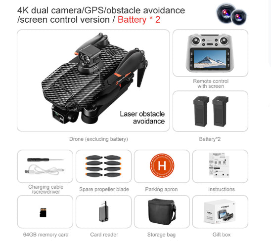3 axes 4K avec contrôle d'écran et évitement des obstacles pour la photographie aérienne