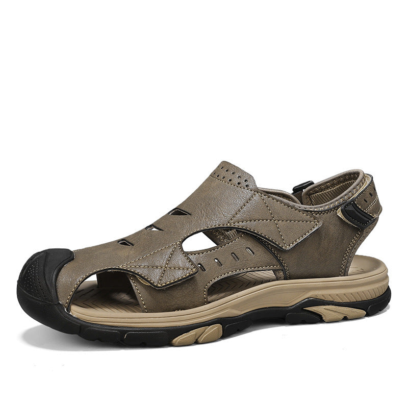 Chaussures de plage de taille plus respirant Sandales en cuir pour hommes