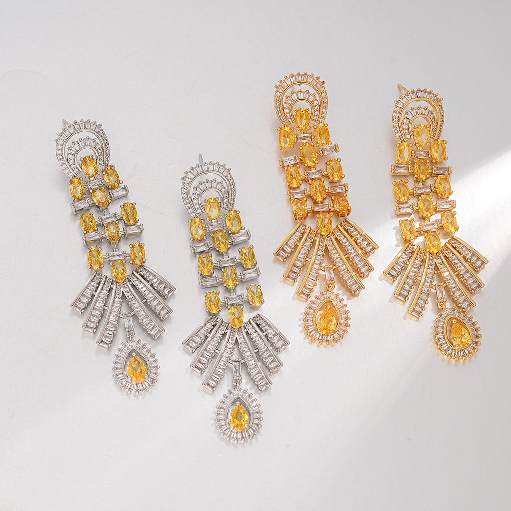 Boucles d'oreilles en zircon rond plaqué or Aiguille d'argent Femmes Oreille Bijoux pour chaque jour