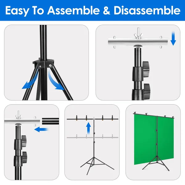 5x6.5FT T-Shape Photo Backdrop Stand Heavy Duty Adjustable Background Support Photogra