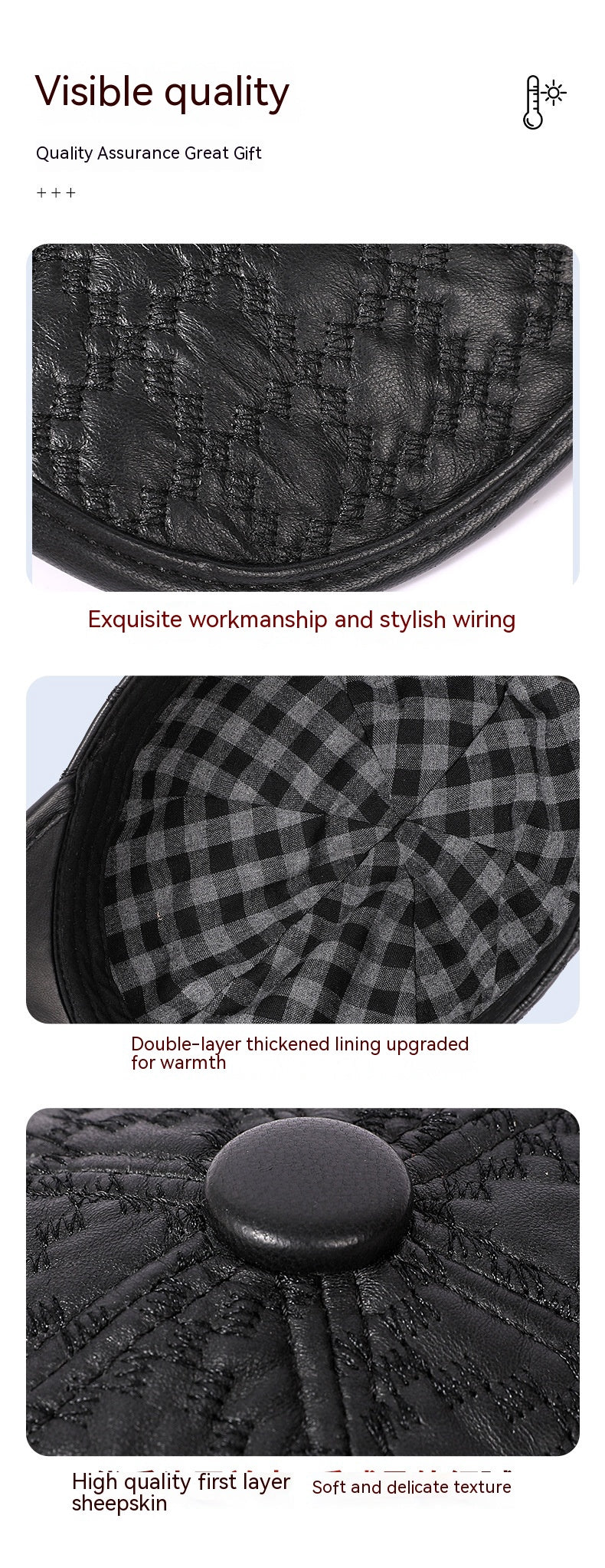 Plein grain de moutons Style coréen Petit chapeau Plaid Hommes