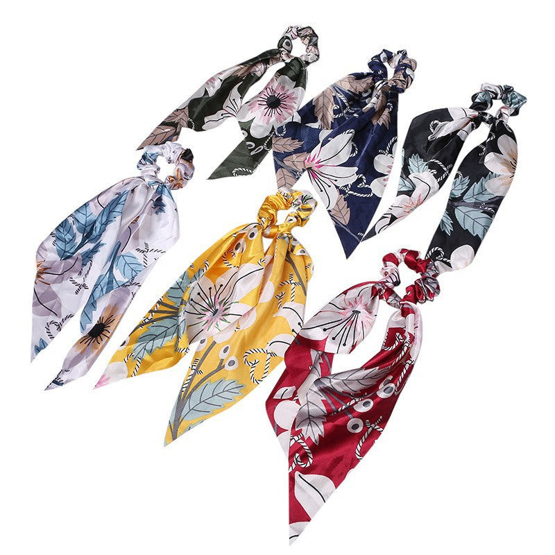 Fashion Long Streamer Imprimé Tissu Tie Accessoire Cheveux Pour Poneytail Tie-up Cheveux Top Cuft