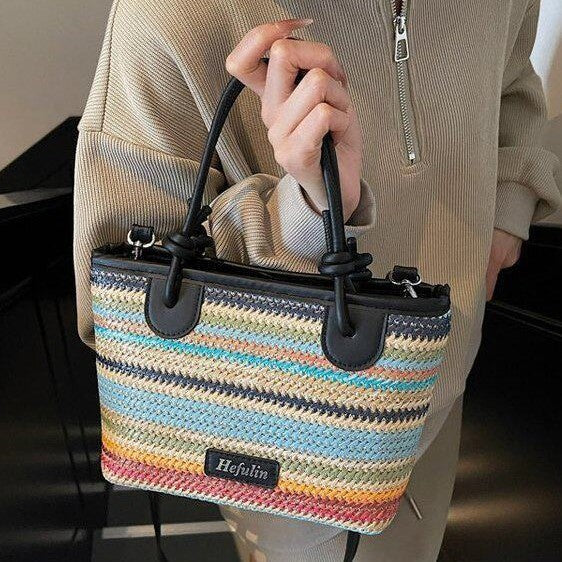 Vacances d'été style plage Straw Tote et Crossbody Bag