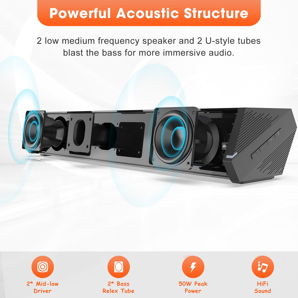 Petit Echo Wall Soundbar Bar TV Haut-parleur sans fil Home Theater 40W High Power Sound Heater