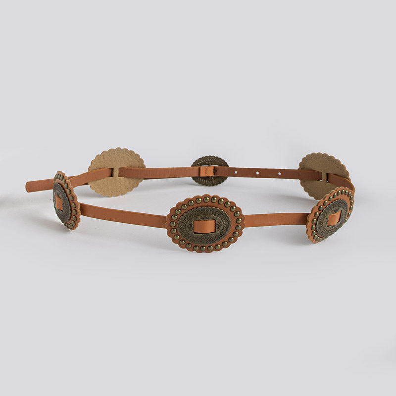 Bohemian Style Ceinture Accessoires Western Style Ceinture pour Femme Tout-match PU Ceinture mince