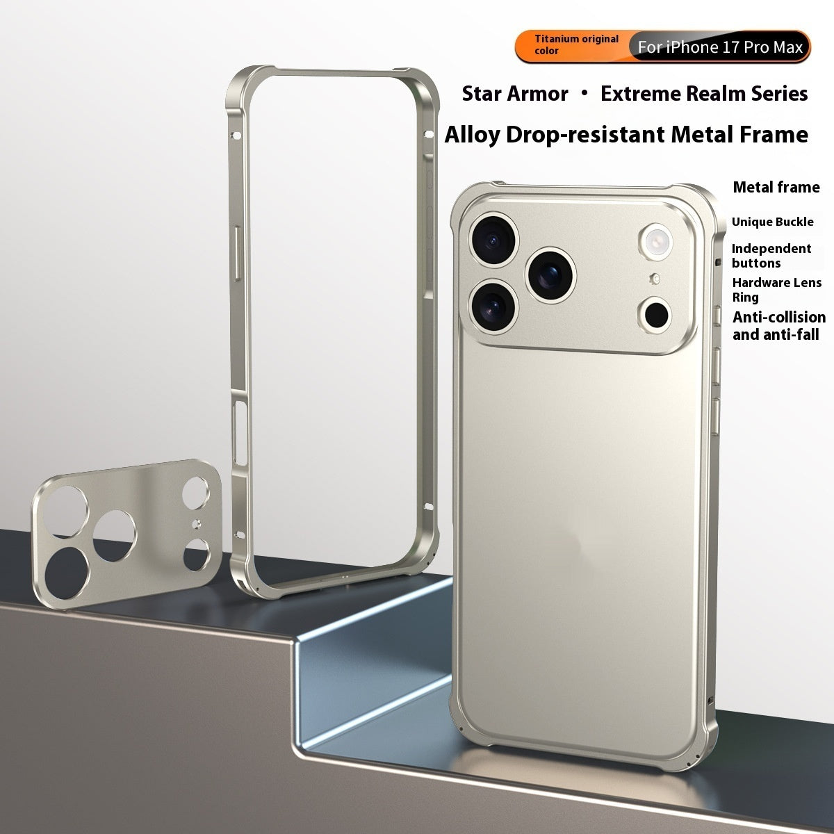 Four-corner résistant à la chute Seahorse Buckle Phone Case Cadre en métal