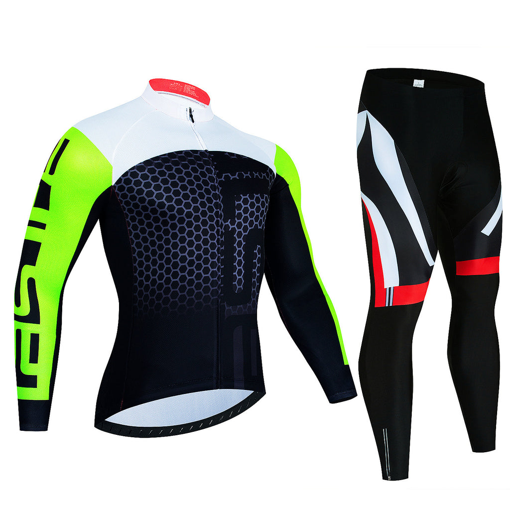 Haut de manches longues du Jersey d'équitation pour hommes et pantalons Wicking Suspender vélo respirant