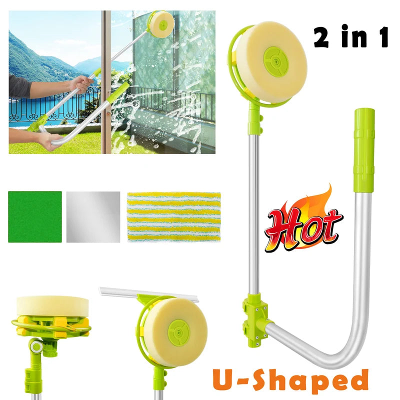 Outil de nettoyage de fenêtre télescopique Nettoyeur de fenêtre haute vitesse U Forme Smart Angle Réglage Wash B