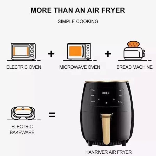 6L Air Fryer Grande capacité écran tactile numérique Mulitifonction huile cuisine gratuite