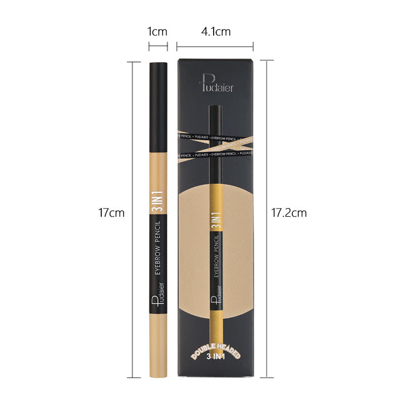 Crayon à sourcils étanche Triangle double tête en trois en un