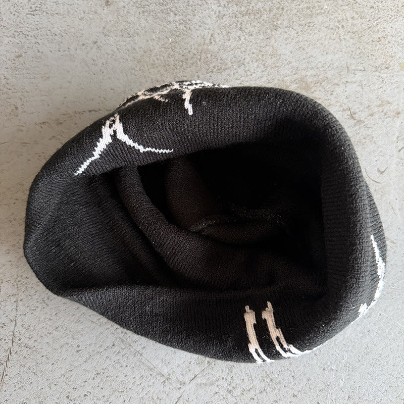AutomneHiver Squelette de style foncé Chapeau tricoté Jacquard