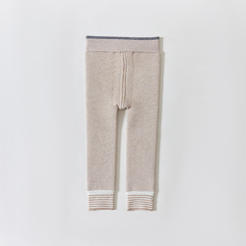 Pantalons de longueur de cheville épais doublés de polaire pour bébé