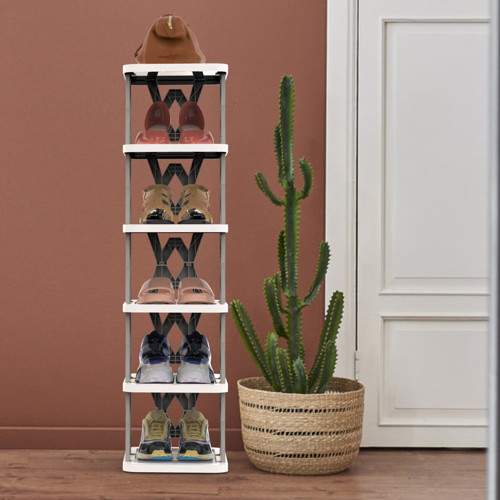 6 Tier pliable Shoe Rack Vertical Shoe Organizer Narrow Shoe Rack pour petits espaces Espace