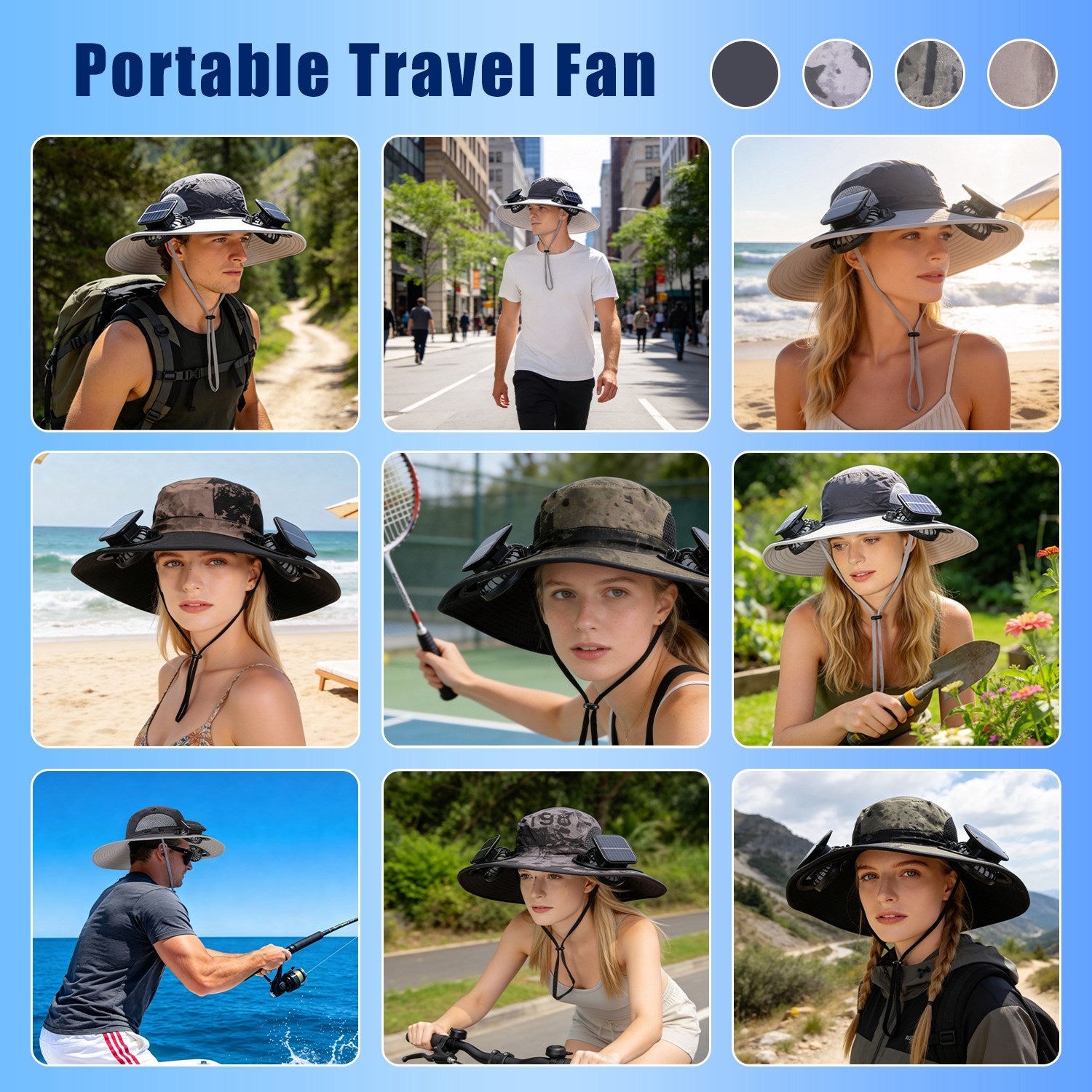 1Pc 2 En 1 Solar Fan Hat UPF50 Chapeau de soleil avec ventilateurs large Brim Chapeau de pêche avec couverture de visage Nec