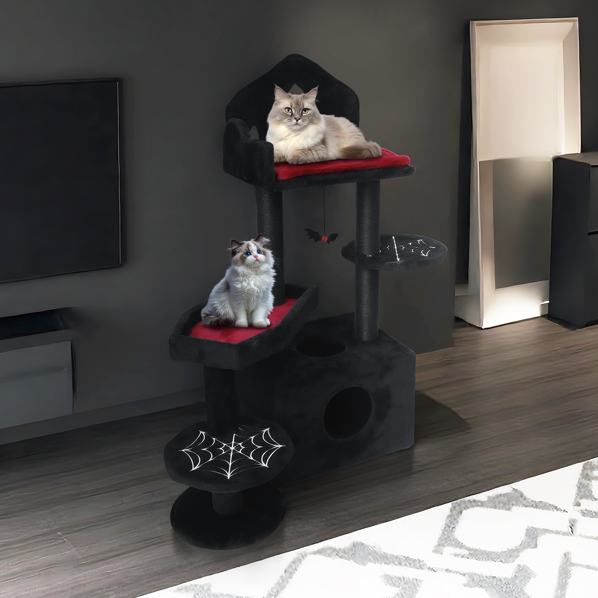 Arbre de chat gothique noir