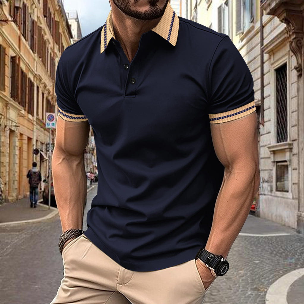 Bouton de couleur Hommes Polo Sport Shirt Casual et polyvalent