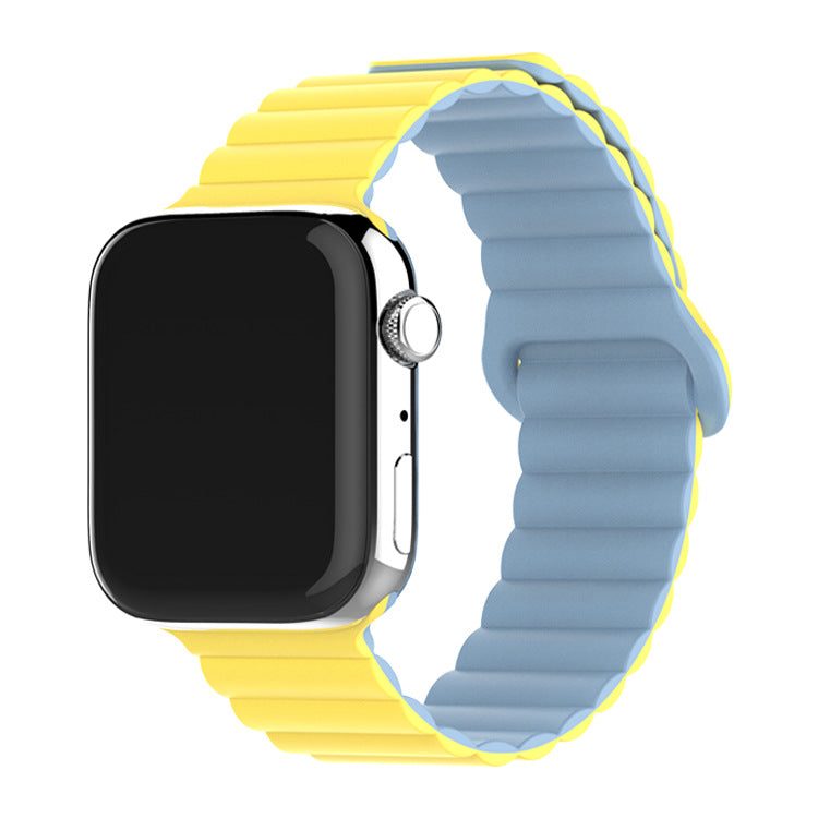 Bracelet de montre à boucle magnétique en silicone bicolore