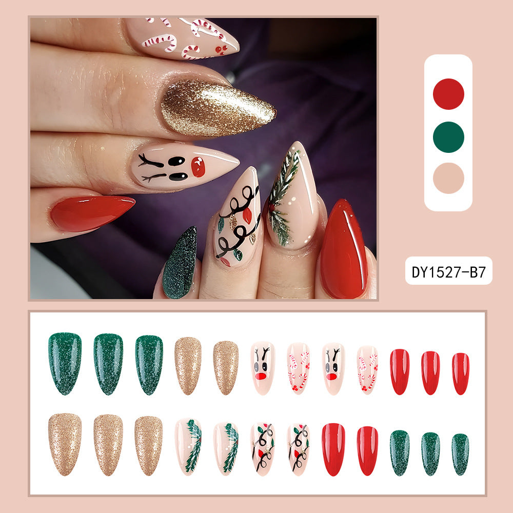 Sticker à ongles en forme de goutte d'écorce de canne à sucre de Noël