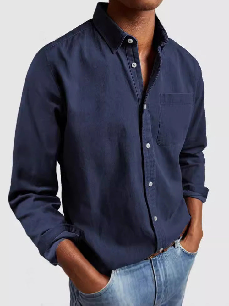 Amazon Commerce extérieur Europe et les États-Unis Lapel homme chemise de couleur solide hommes