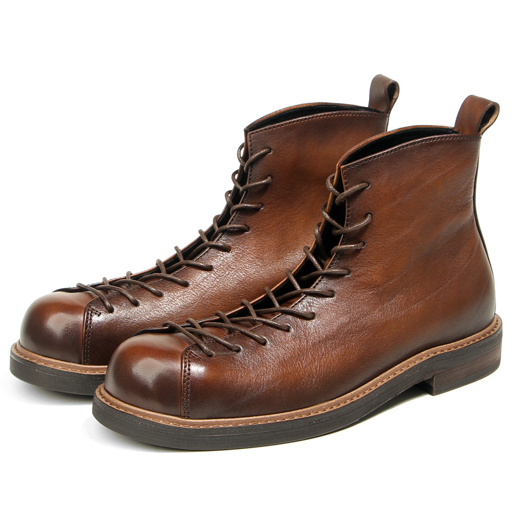 Homme Martin Bottes Amekaji travail véritable en cuir style vintage