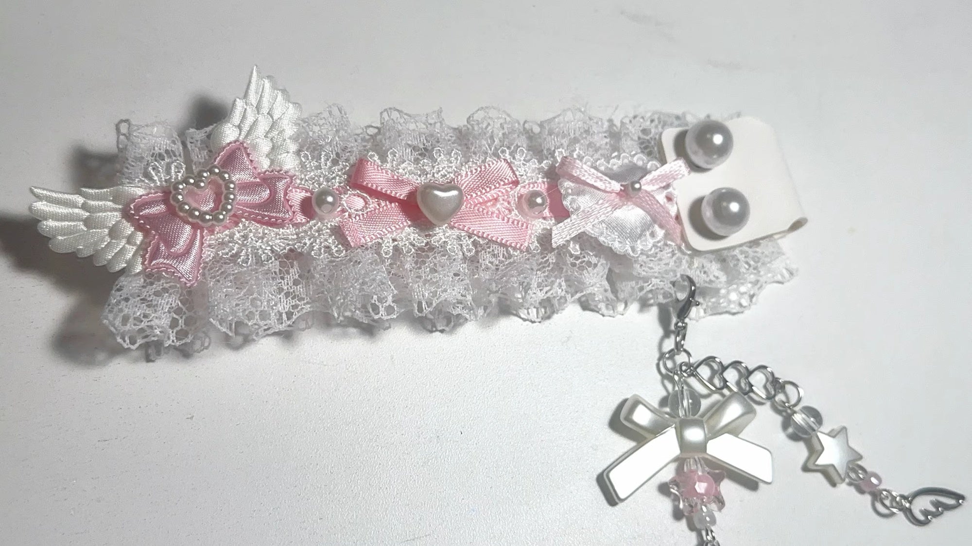 Dentelle noir et rose Clavier de bracelet