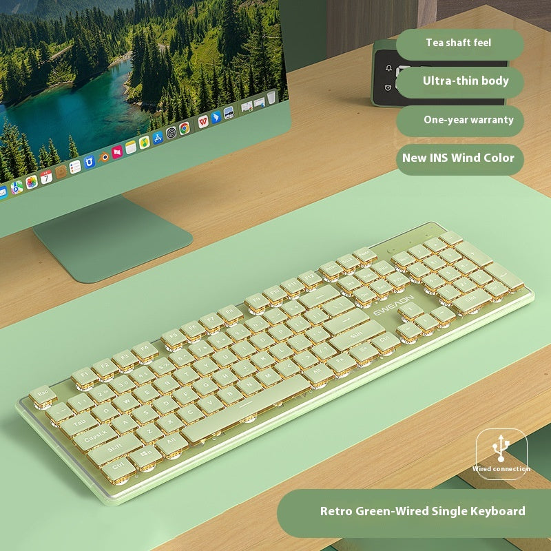 Prewalker V3 Mute filaire Mouse porte-clés costume mécanique Feeling filles Bureau Typing fils