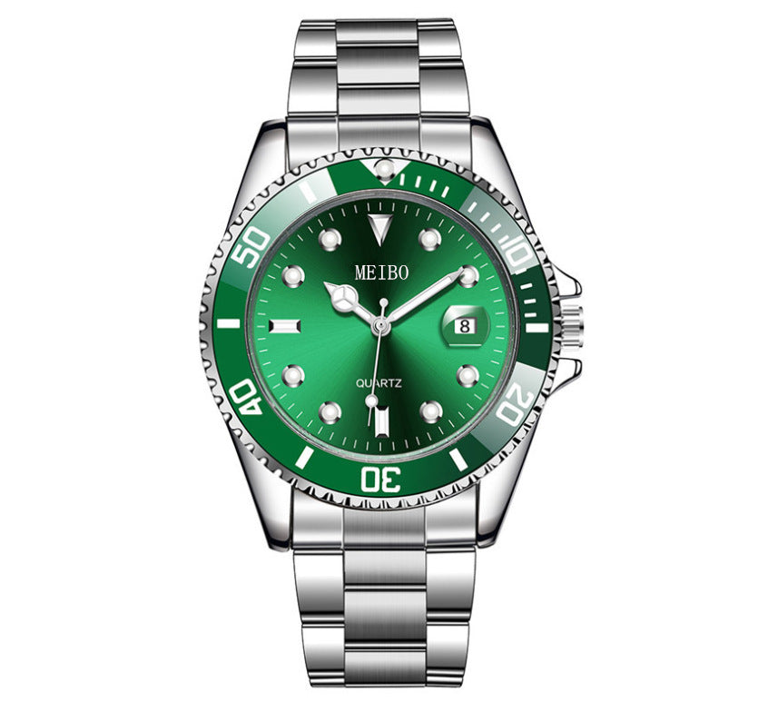 Magnification du calendrier de verre hommes montre avec une sangle en acier