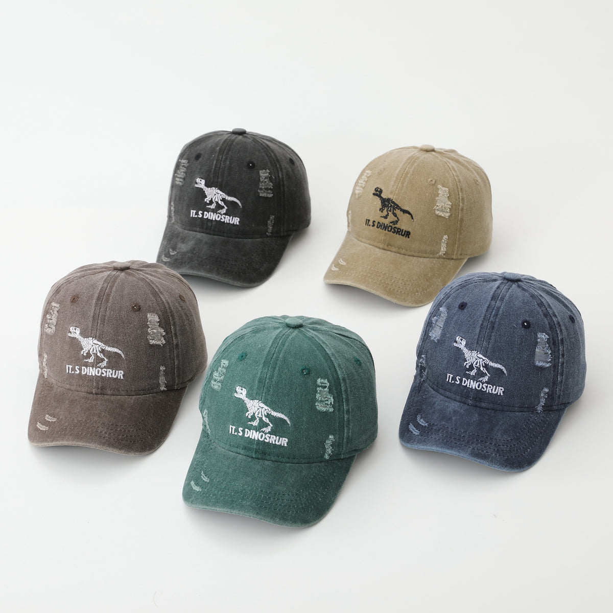 Broderie dinosaure pour enfants Torn and washed-out Vintage Trend Casquette de baseball pour l'extérieur