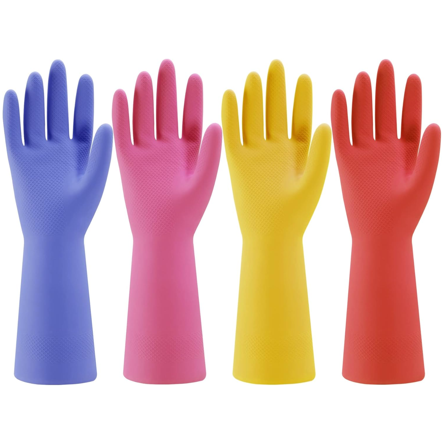 Gants de lavage de cuisine en caoutchouc 4 paires Gants de nettoyage ménager réutilisables colorés pour