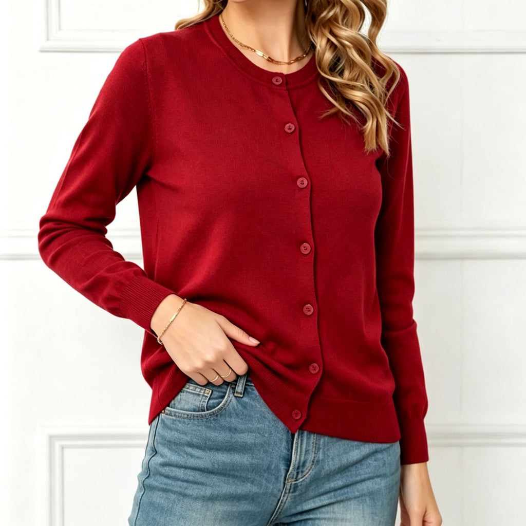 Col rond rond manches longues manches pour femmes