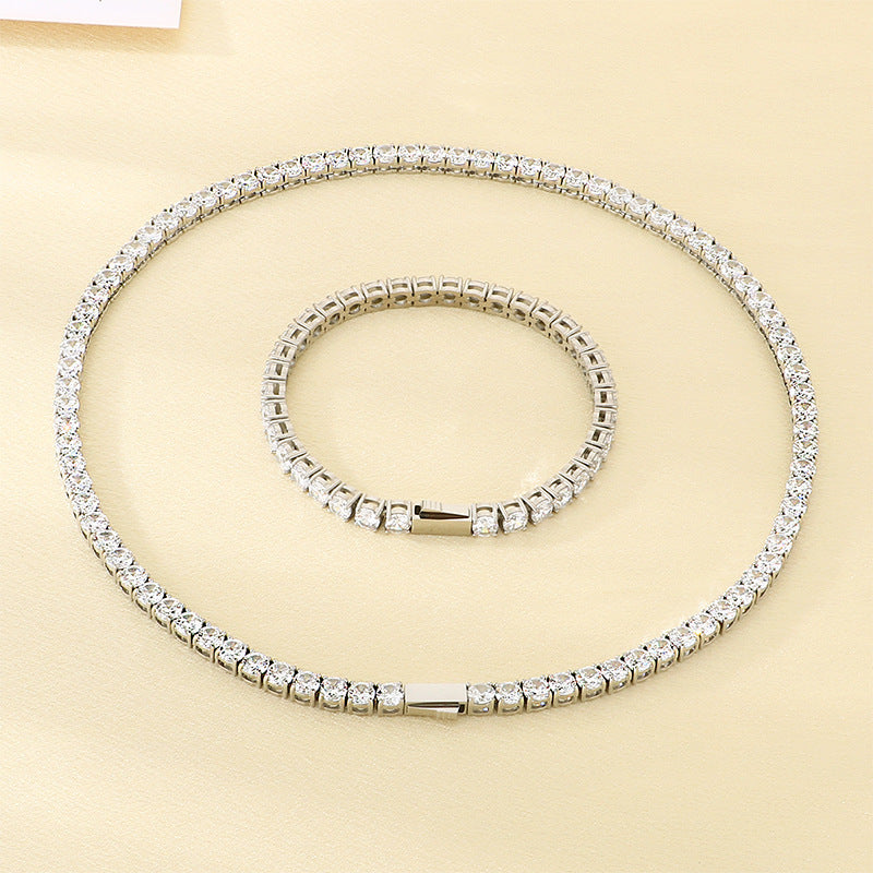 Chaîne de tennis en acier inoxydable sertie de diamants