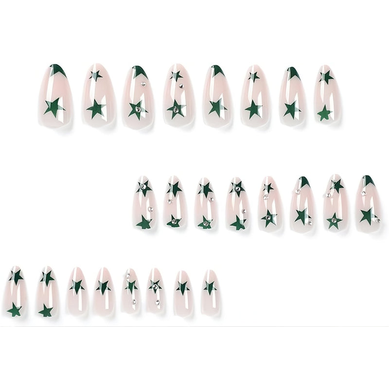 24 PCS Green Star Nail Art