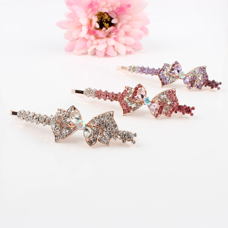 Strass Hair Accessories Hairpin Side Clip Female Word Clip